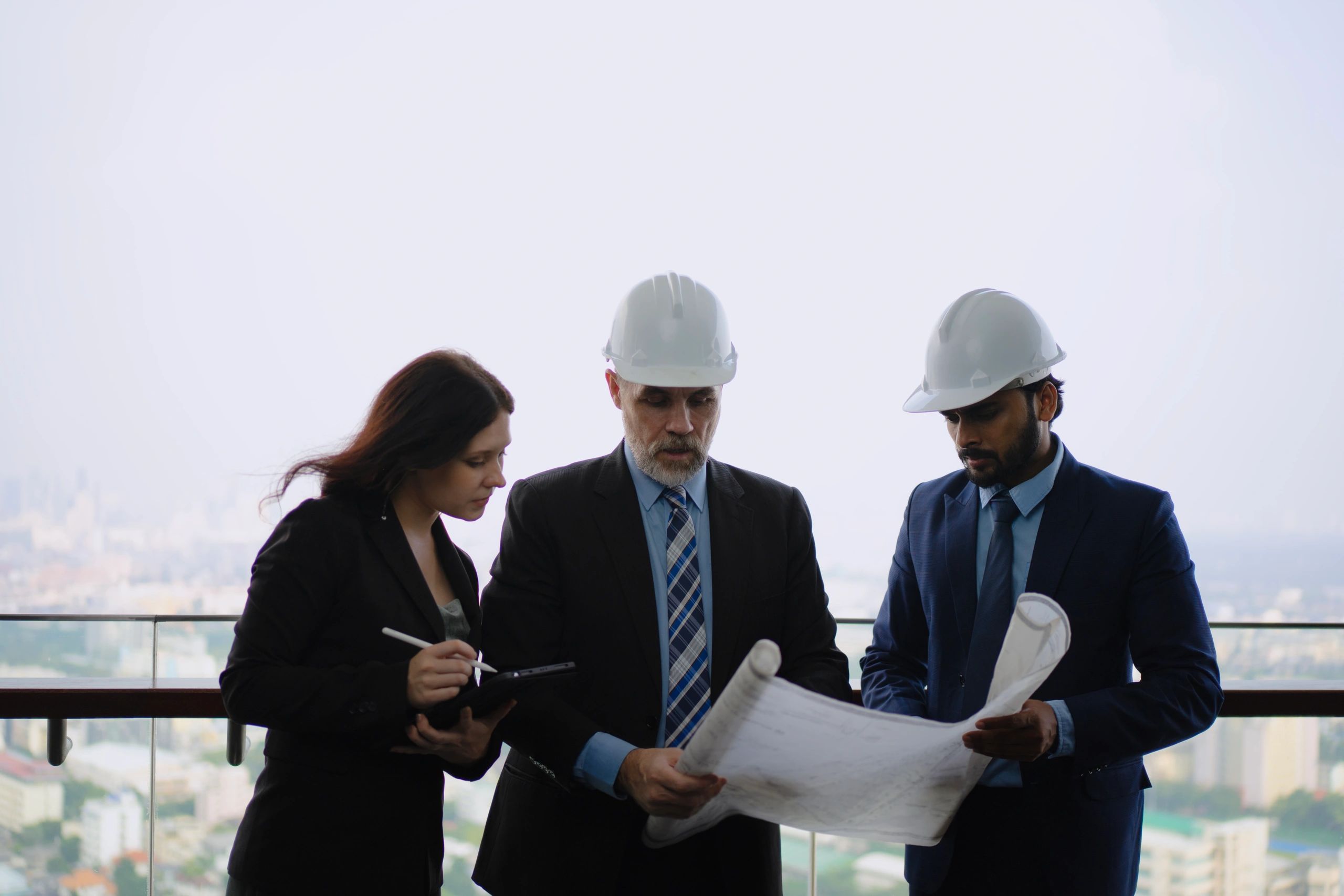 Construction professionals collaborating at a jobsite