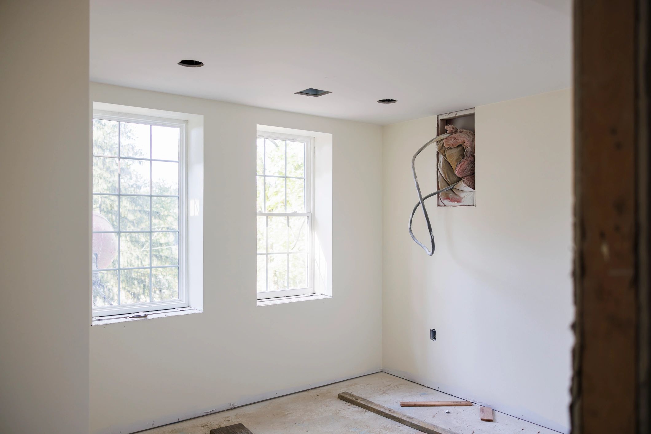 Bright renovated interior under construction
